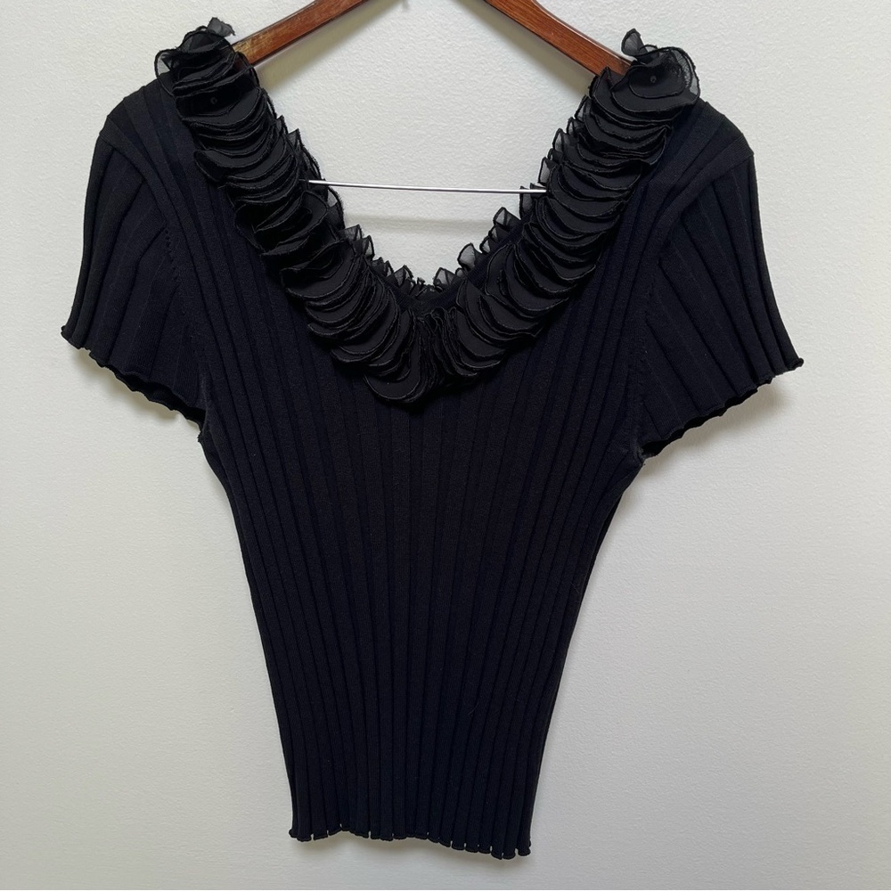 EVIE Rayon/Silk Ruffle Sweater L - Picture 8 of 8